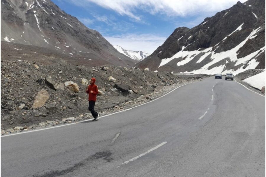 23 Year Old- Lawyer from Hyderabad, Ran from Baralacha La Pass (Zanskar Range) 4,899 Metres Altitude in Himachal Pradesh to Darcha (Lahaul Valley) Himachal Pradesh at 3,338 Metres Altitude- Setting Record.